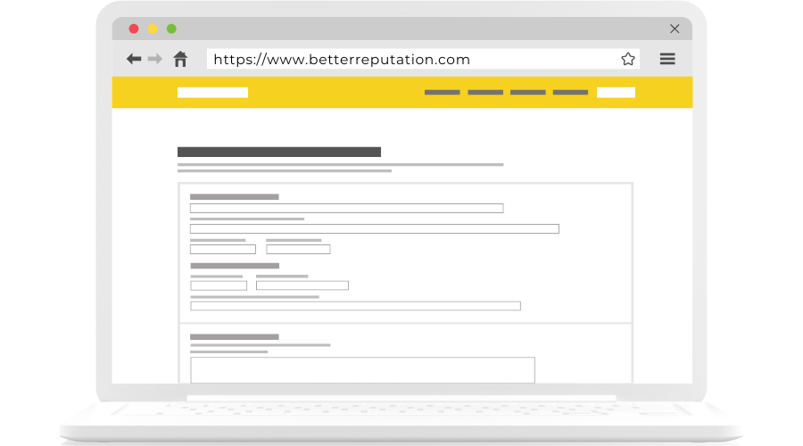 Mockup of a laptop showing an online form