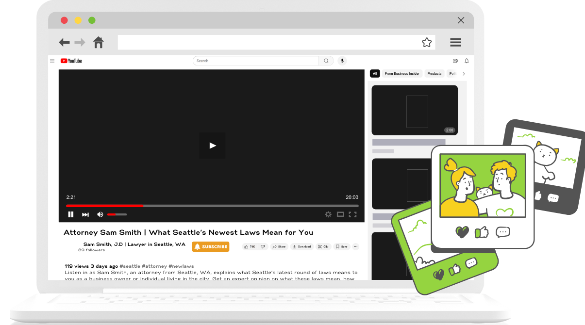 Mockup of a laptop showing a well optimized YouTube video